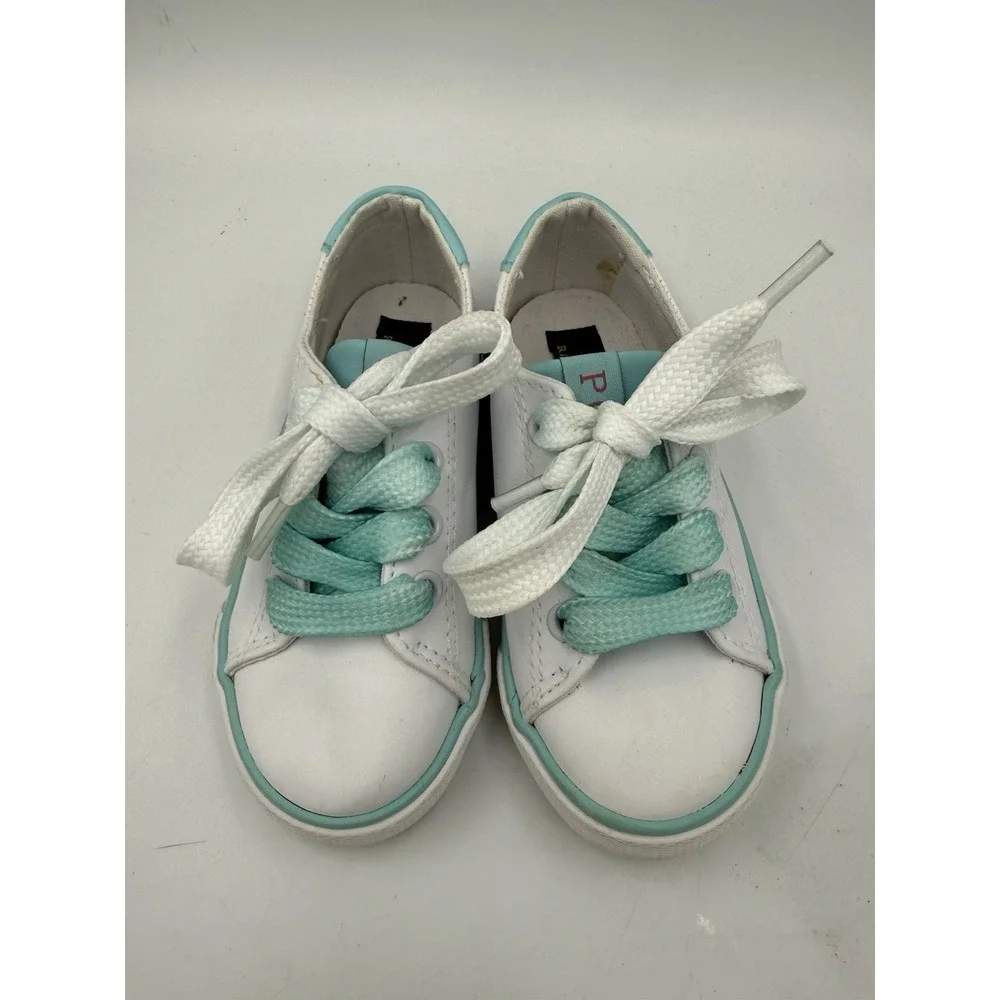 Polo Ralph Lauren Shoes Sneakers White Teal Pink Pony Logo Baby Toddler Size 7